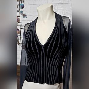 TADASHI | Velet & Sheer Evening Top